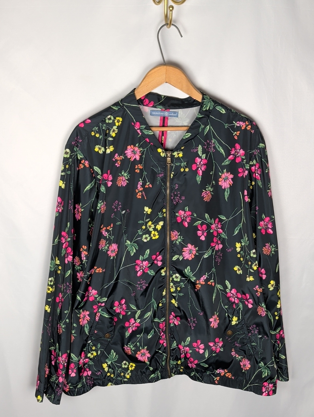Signature Weekend Water-Repellent Floral Windbreaker Jacket 2X